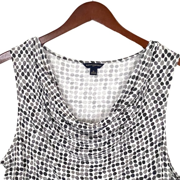 Banana Republic Dotted Cowl Neck Sleeveless Top GeoSpotted Jersey Tank Blouse XL - Picture 5 of 16